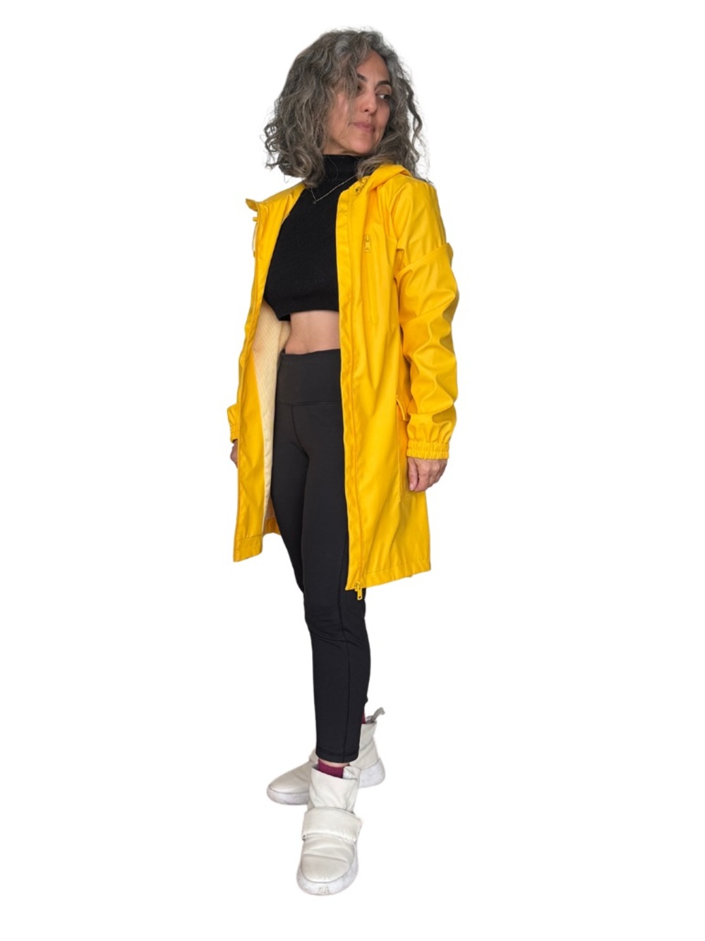ONLY Waterproof Hooded Raincoat |Bright Yellow | Size XS